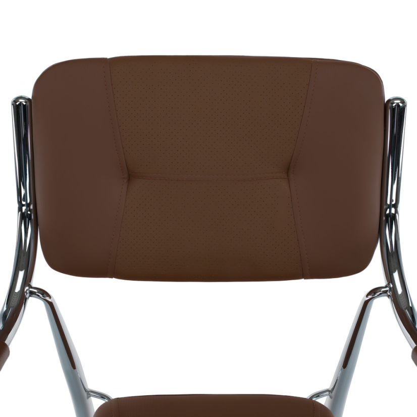 Konferenčná stolička ILHAM — kov, ekokoža, hnedá