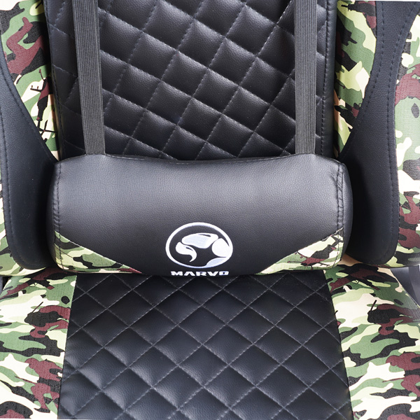 Herní křeslo Marvo CH-134 s podnožkou – PU kůže, černá / army, nosnost 150 kg