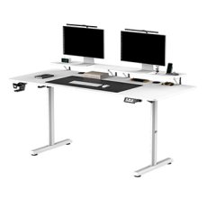 ULTRADESK HIGHLANDER XXL Bílý pracovní stůl s elektrickým nastavením Lama Plus