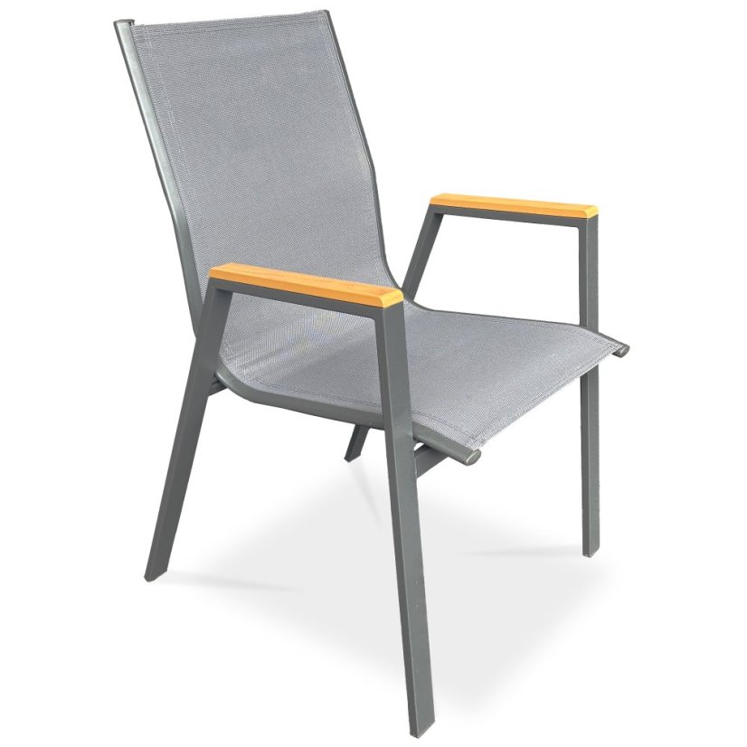 Zahradní židle METRA– kov, síťovina, šedá Autronic