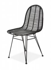 Zahradní židle PAULO – přírodní ratan, ocel, černá