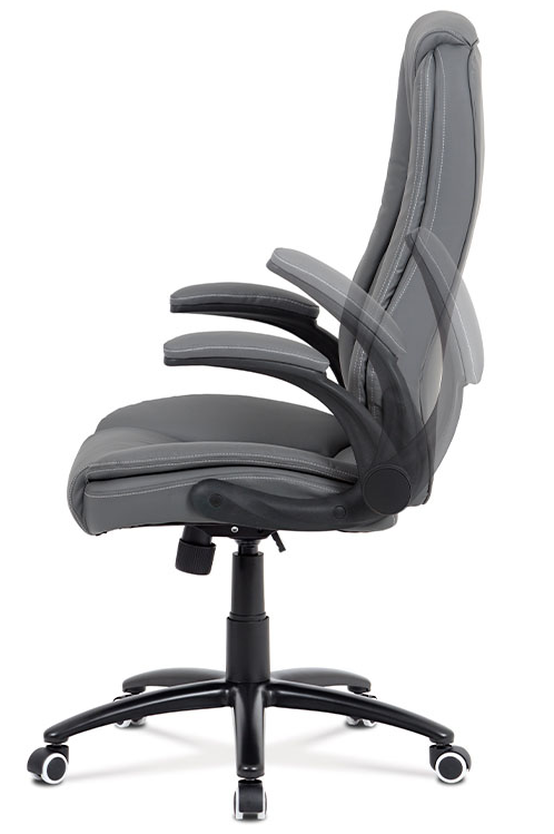 Kancelárske kreslo na kolieskach VASIL — ekokoža, šedé