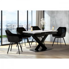 Jídelní otočné křesílko YELD — kov, látka, černá Autronic