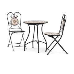 Zahradní set MOSAIC III 1+2 – béžová keramická mozaika, kovová konstrukce, Autronic