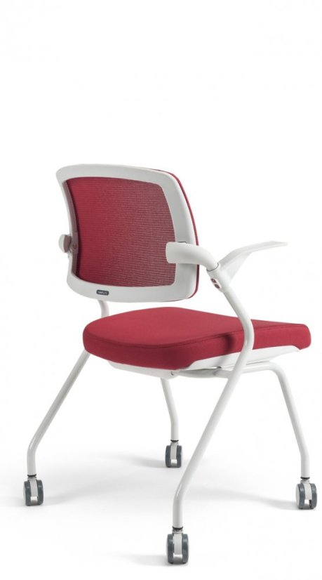 Konferenčná stolička na kolieskach Bestuhl U20 WHITE — viac farieb, stohovateľná - Farebné prevedenie U20 WHITE: Červená