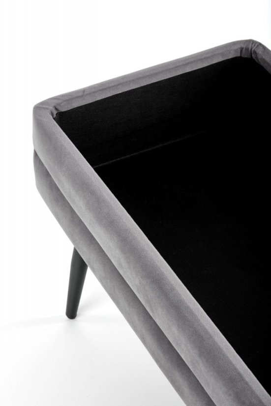 Taburet VELVA s úložným priestorom - kov, látka, sivá