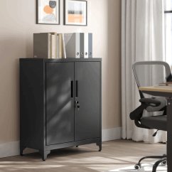 Elegantní černá kovová komoda ALBUS – 80x40x90 cm s policemi Autronic