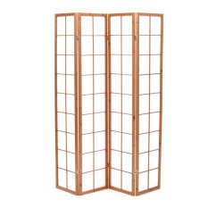 Drevený paraván PARVIO 4 dielny – masív smrek a biela textília