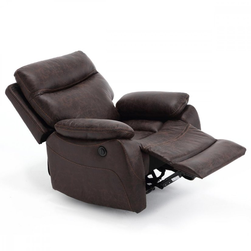 TV křeslo CHRISTOF s elektrickým polohováním — látka, hnědá Autronic