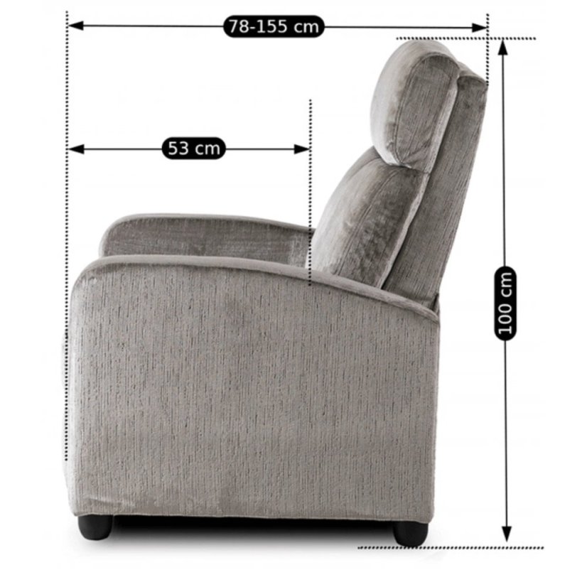Štýlové Kreslo DANNY — jemného Sivého Zamatu