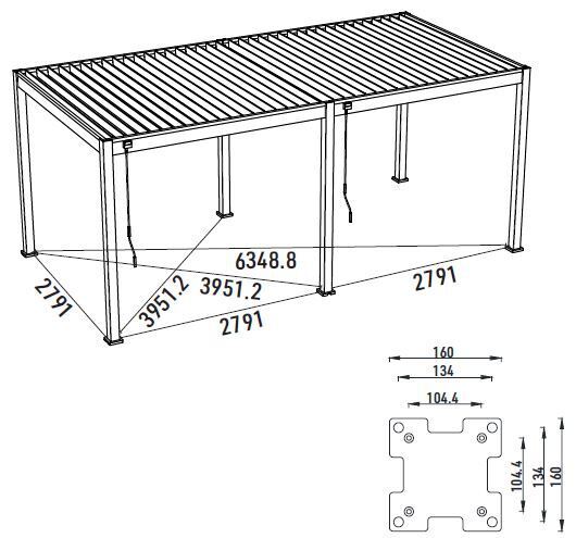 Bioklimatická pergola INTRO PLUS 6x3 m, hliník -  volně stojící