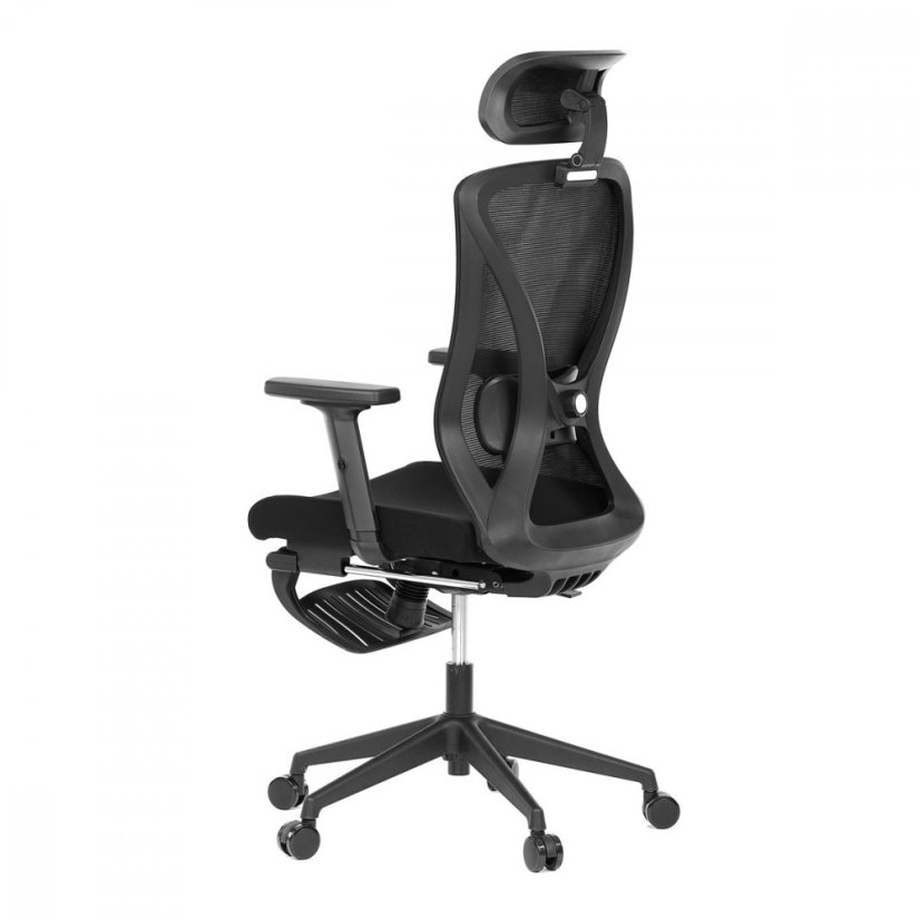 Kancelářská ergonomická židle MAINE s opěrkou na nohy — síť, černá