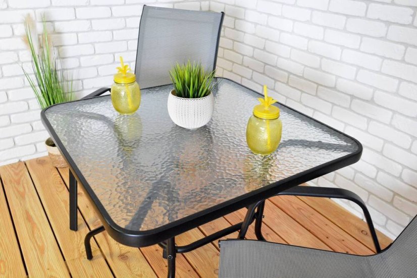 Zahradní stůl ZWMT 80x80 cm kovový se skleněnou deskou