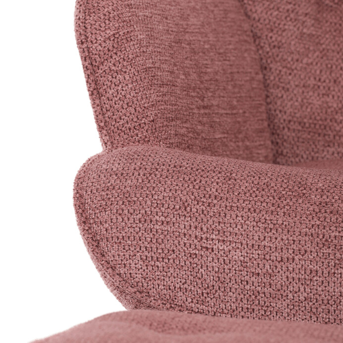 Luxusní relaxační křeslo NUVOLA s taburetem –  vodoodpudivá, sametová, růžová látka Autronic