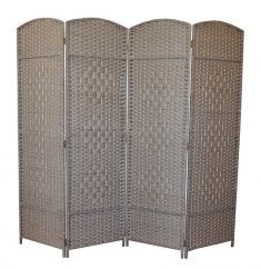 Paravan MANIRI II — dřevo, papír, světle šedá