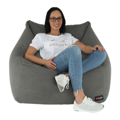 Sedací vak URASON — 80×80×80, šedá látka Kondela