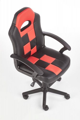 Dětská herní židle na kolečkách STORM – ekokůže, černá / červená