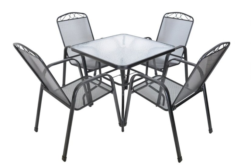 Zahradní stůl ZWMT 80x80 cm kovový se skleněnou deskou