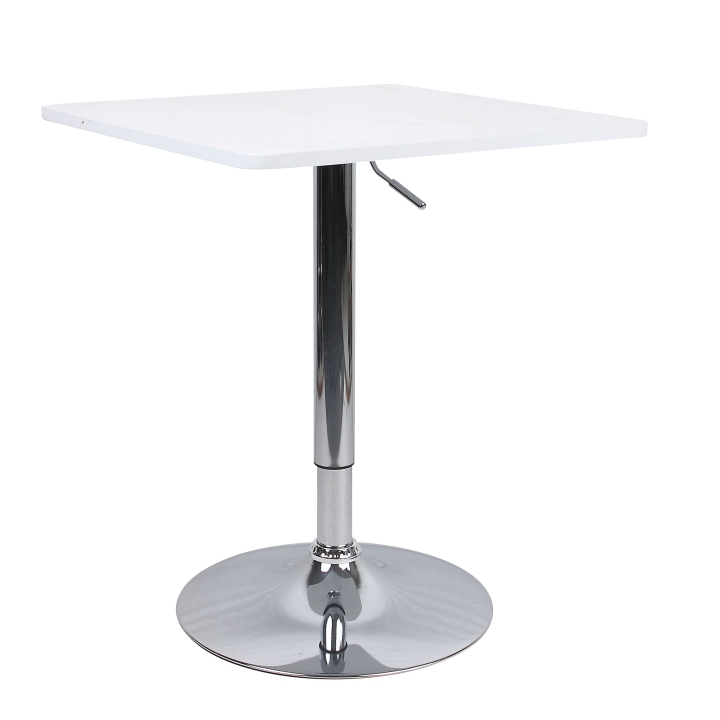 Barový stolík FLORIAN 2 NEW– MDF, chróm, biela