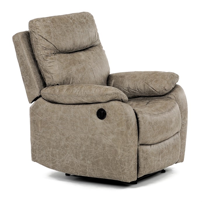 TV křeslo CHRISTOF s elektrickým polohováním — látka vintage, lanýžová Autronic