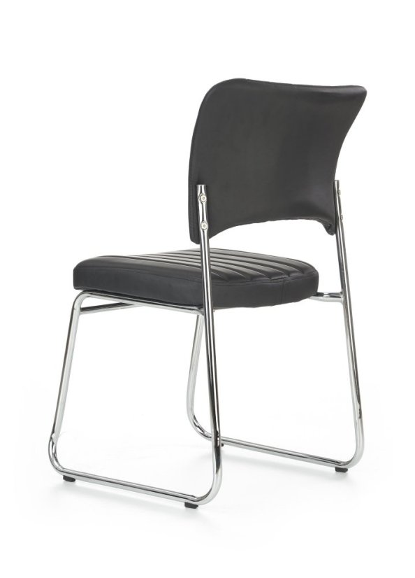 Konferenčná stolička RAPID - kov, ekokoža, čierna