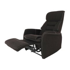 Relaxační TV křeslo KOMFY — výsuvná podnožka, hnědá látka, nosnost 150 kg