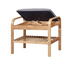 Botník s úložným priestorom ALVAREZ – bambus, sivá