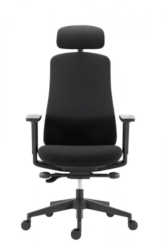 Kancelárska ergonomická stolička FARRELL — látka, čierna, nosnosť 130 kg