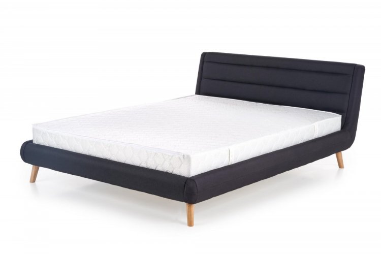 Dvoulůžková postel ELANDA –⁠ 140x200, látka, tmavě šedá