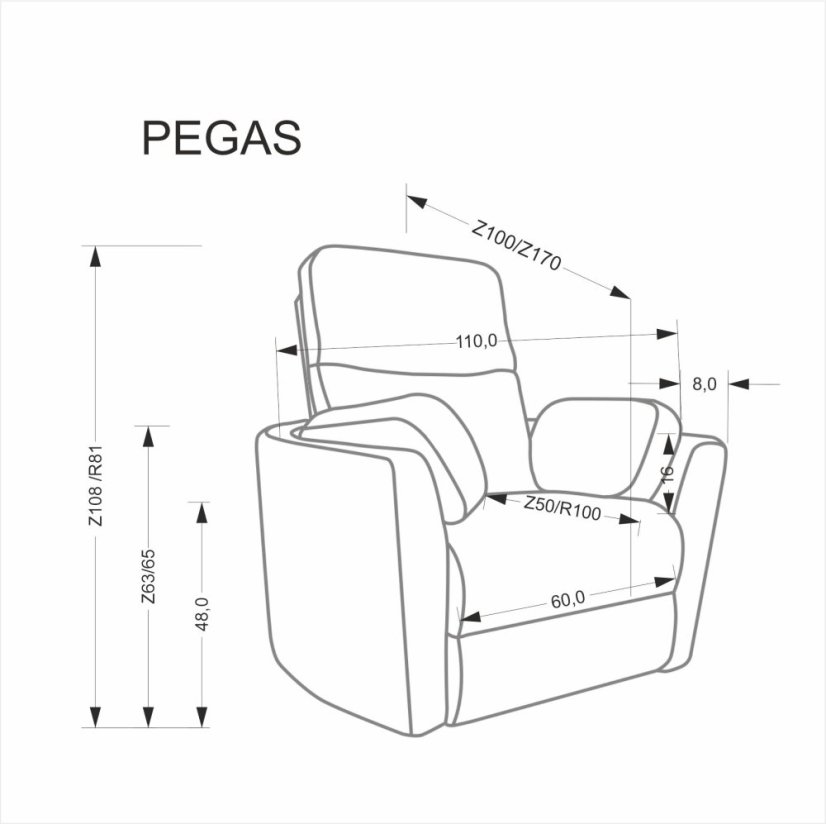 TV křeslo PEGAS s elektrickým polohováním — látka, béžová Halmar