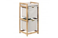 Regál 2 šuplíky, lakovaný bambus a látka