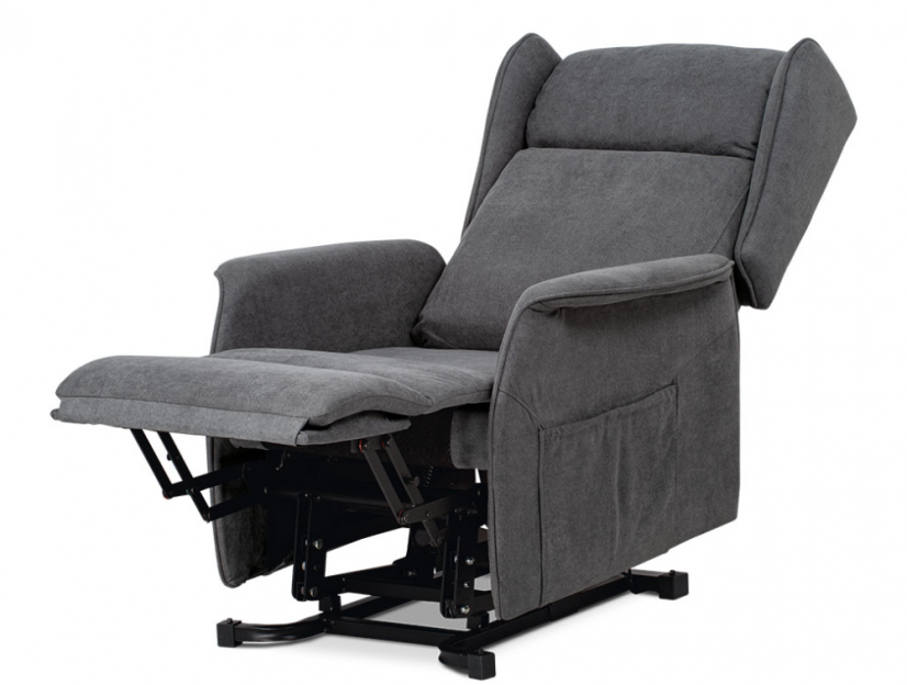 TV křeslo ušák SANDUR s elektrickým polohováním — šedá látka, kov Autronic