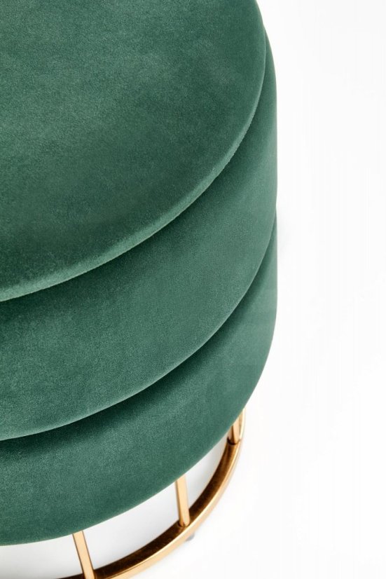 Sedací taburet s úložným priestorom MINTY — kov, látka, zelená