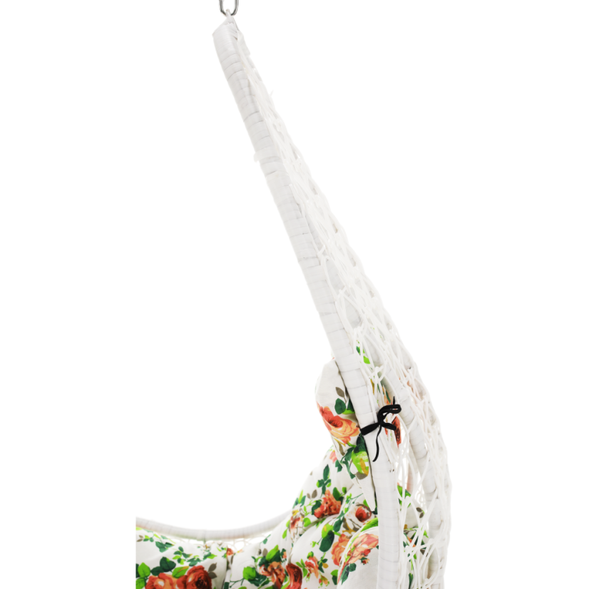 Závěsné křeslo KALEA — bílá, květinový vzor, nosnost 130 kg Kondela