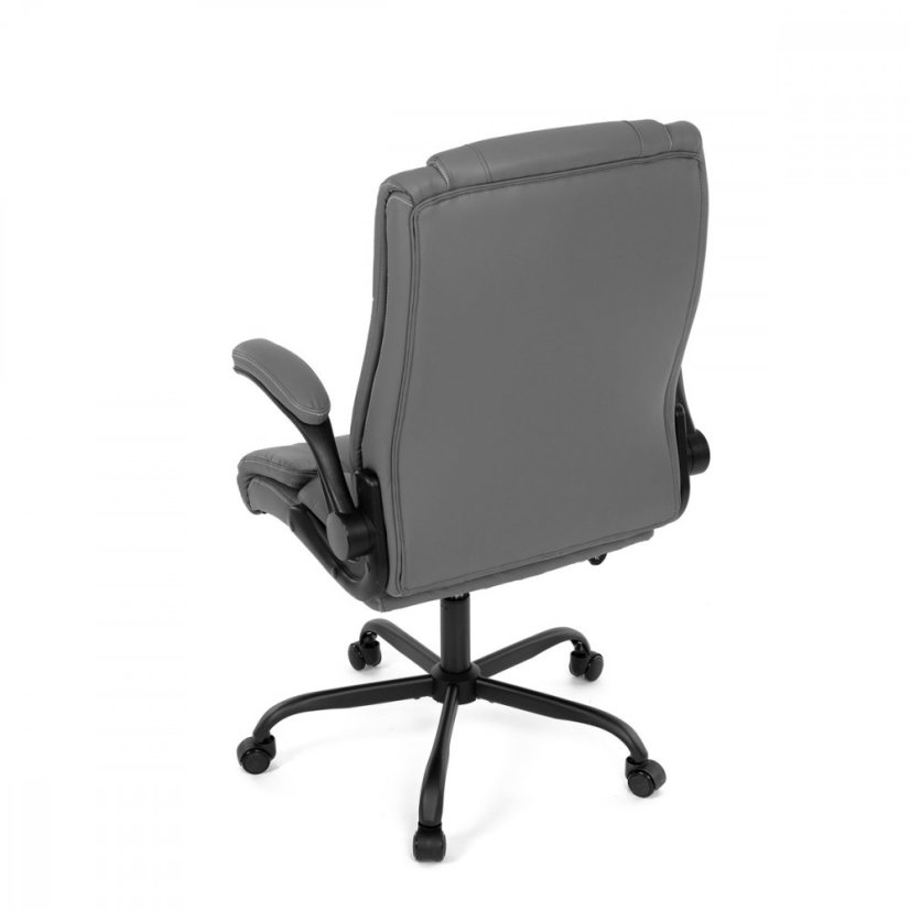 Kancelárske kreslo CYRUS — kov, ekokoža, siva
