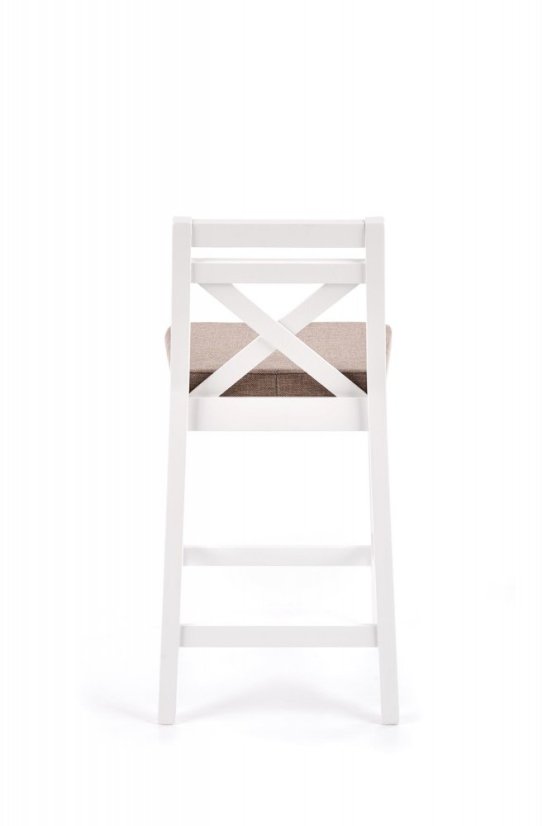 Barová židle BORYS LOW – masiv, látka, bílá / hnědá Halmar