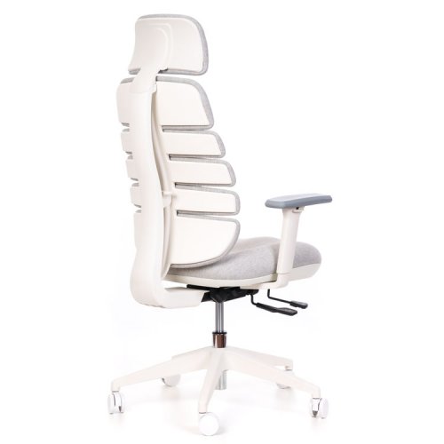 Kancelářská ergonomická židle SPINE WHITE s podhlavníkem — látka, nosnost 130 kg, více barev