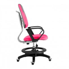 Detská rastúca stolička s podnožou BAMBINO – látka, sivo-ružová