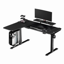 Herní stůl ULTRADESK WINGER – 111x155x60 cm, elektricky nastavitelná výška, RGB podsvícení, černá Lama Plus