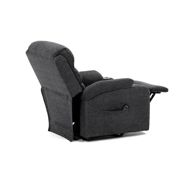 Relaxační křeslo s elektrickým polohováním HOMER - látka, šedá