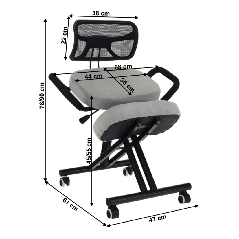 Ergonomická kľakačka RUFUS – Čierna, Látkový poťah