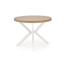 Jídelní kulatý rozkládací stůl PERONI –⁠ 100x100x75 (+150) dřevo, zlatý dub, bílá