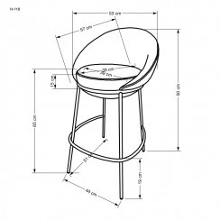 Barová stolička KLINT — oceľ, látka, sivá