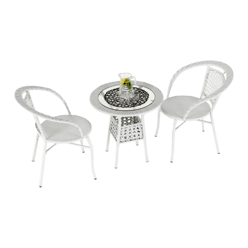 Zahradní set JENAR 1 + 2 – umělý ratan, bílá Kondela