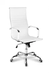 Otočná kancelárska stolička DELUXE Plus — ekokoža, biela