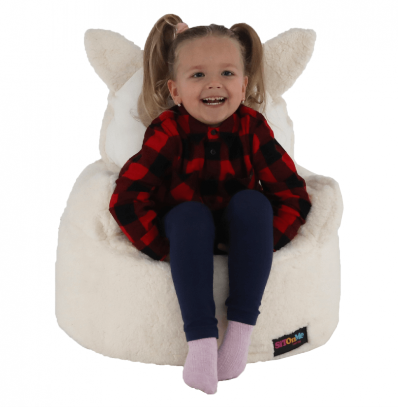 Dětský sedací vak BABY s ovečkou — 55×50, bílá/smetanová Kondela