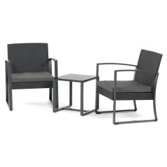 Zahradní set SIESTA – 1+2 s polyratanem a skleněnou deskou, šedá, Autronic