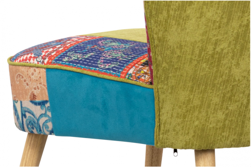 Francouzské křesílko TIMIS - masiv kaučukovník, patchwork