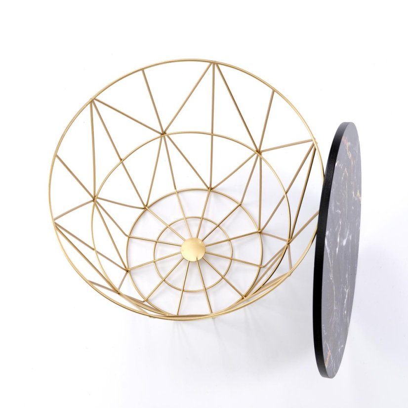 Konferenční stolek HARISSA — kov, zlatá / černá Halmar