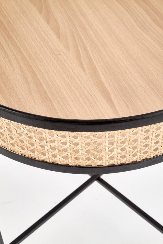 Konferenčný stolík LANIPA –⁠ kov/drevo, čierna/ratan